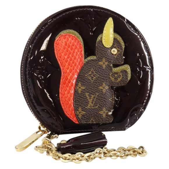 LOUIS VUITTON Vernis Porte Monnaie Ecruil Coin Purse Amarante M91386 Auth 142760