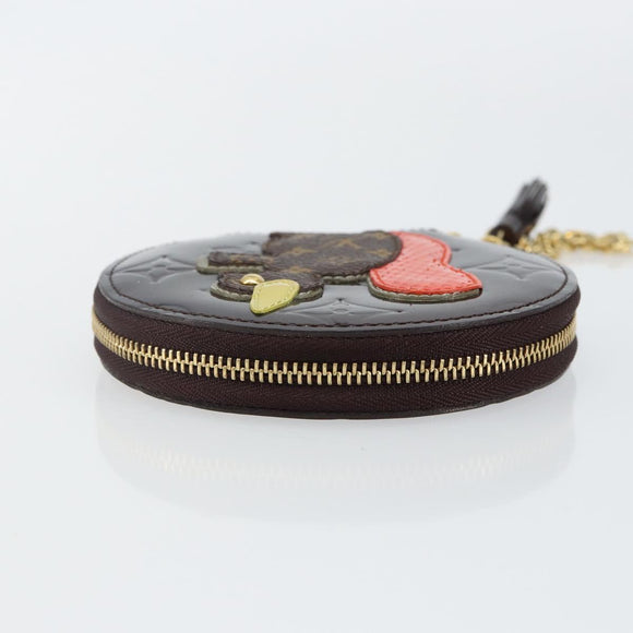 LOUIS VUITTON Vernis Porte Monnaie Ecruil Coin Purse Amarante M91386 Auth 142760