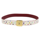 LOUIS VUITTON Monogram Multicolor Ceinture LV Cut Belt 35.8"" White Auth 142762-1