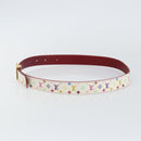 LOUIS VUITTON Monogram Multicolor Ceinture LV Cut Belt 35.8"" White Auth 142762-3