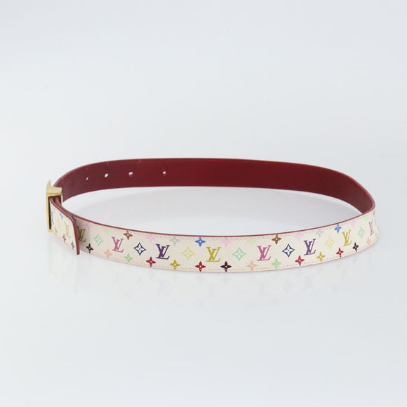 LOUIS VUITTON Monogram Multicolor Ceinture LV Cut Belt 35.8"" White Auth 142762
