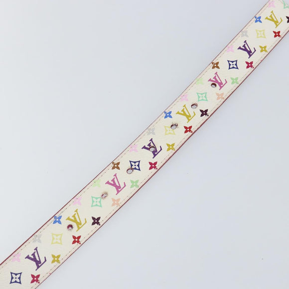 LOUIS VUITTON Monogram Multicolor Ceinture LV Cut Belt 35.8"" White Auth 142762
