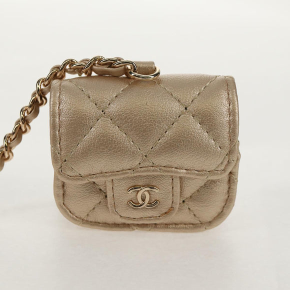 CHANEL Matelasse AirPods Case & Coin Purse 2024 Year Gift Gold CC Auth 142763M