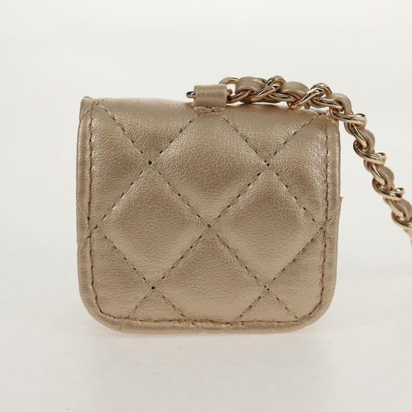 CHANEL Matelasse AirPods Case & Coin Purse 2024 Year Gift Gold CC Auth 142763M