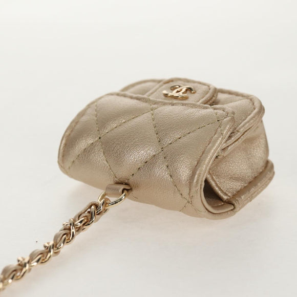 CHANEL Matelasse AirPods Case & Coin Purse 2024 Year Gift Gold CC Auth 142763M