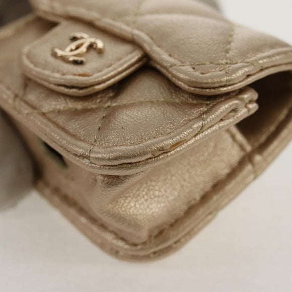 CHANEL Matelasse AirPods Case & Coin Purse 2024 Year Gift Gold CC Auth 142763M