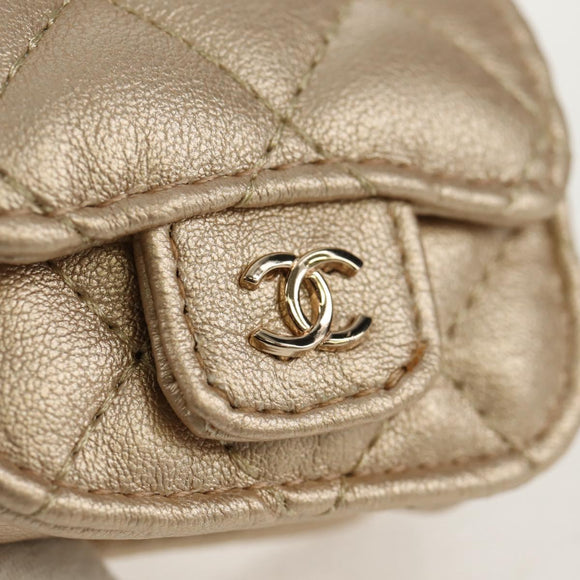 CHANEL Matelasse AirPods Case & Coin Purse 2024 Year Gift Gold CC Auth 142763M