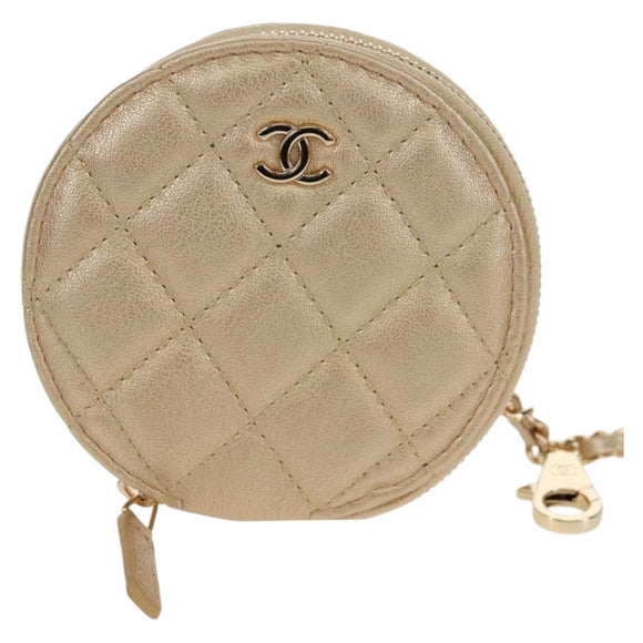 CHANEL Matelasse AirPods Case & Coin Purse 2024 Year Gift Gold CC Auth 142763M