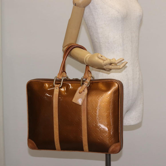 LOUIS VUITTON Monogram Vernis Van Damme Hand Bag Bronze M91125 LV Auth 142789