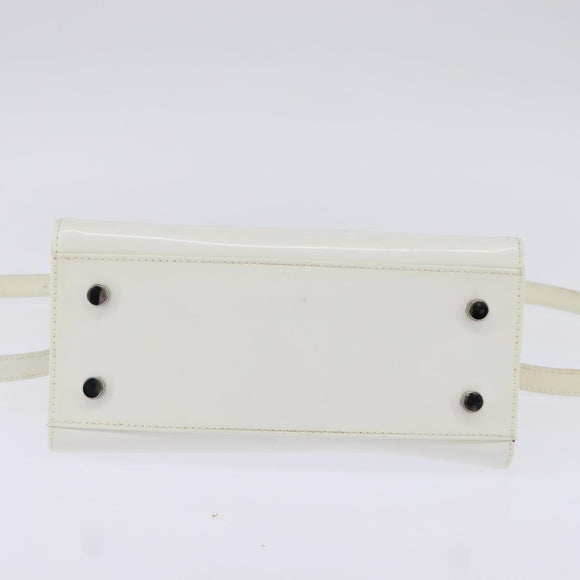 Salvatore Ferragamo Gancini Hand Bag Patent leather 2way White Auth 142795