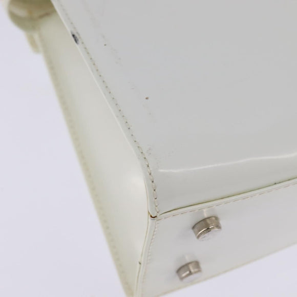 Salvatore Ferragamo Gancini Hand Bag Patent leather 2way White Auth 142795