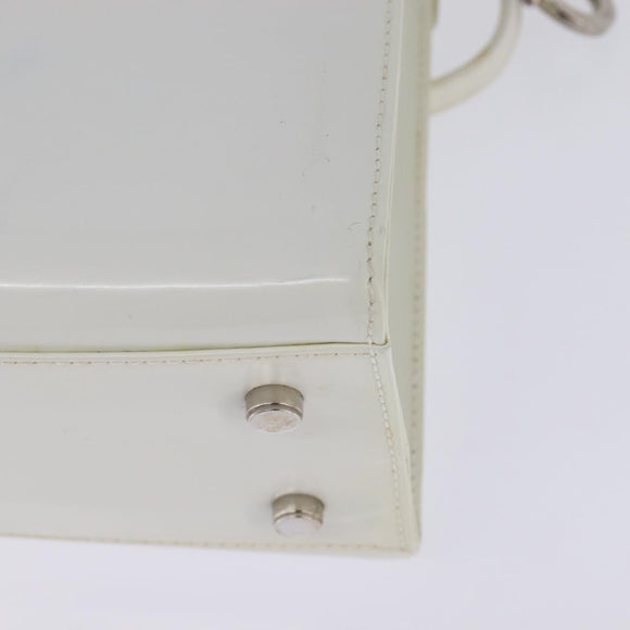 Salvatore Ferragamo Gancini Hand Bag Patent leather 2way White Auth 142795