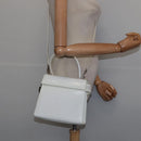 Salvatore Ferragamo Gancini Hand Bag Patent leather 2way White Auth 142795-23