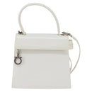 Salvatore Ferragamo Gancini Hand Bag Patent leather 2way White Auth 142795-13