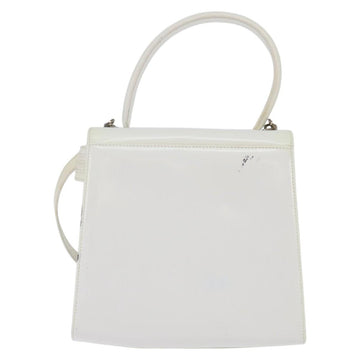 Salvatore Ferragamo Gancini Hand Bag Patent leather 2way White Auth 142795 - 0