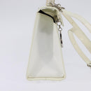 Salvatore Ferragamo Gancini Hand Bag Patent leather 2way White Auth 142795-3
