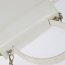 Salvatore Ferragamo Gancini Hand Bag Patent leather 2way White Auth 142795-6