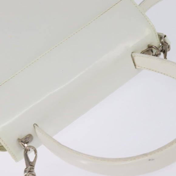 Salvatore Ferragamo Gancini Hand Bag Patent leather 2way White Auth 142795