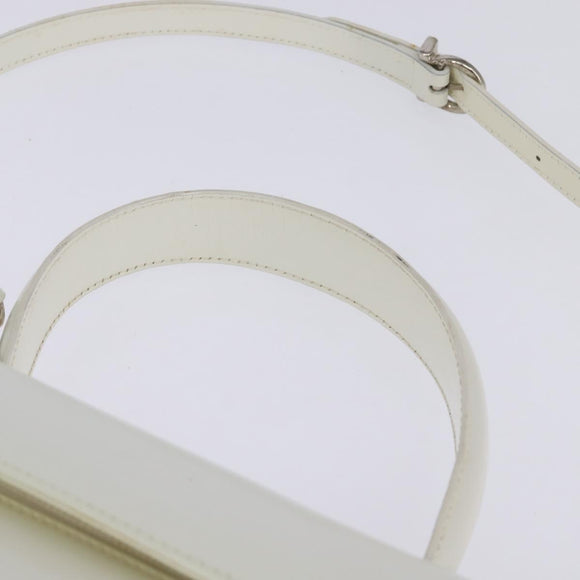 Salvatore Ferragamo Gancini Hand Bag Patent leather 2way White Auth 142795