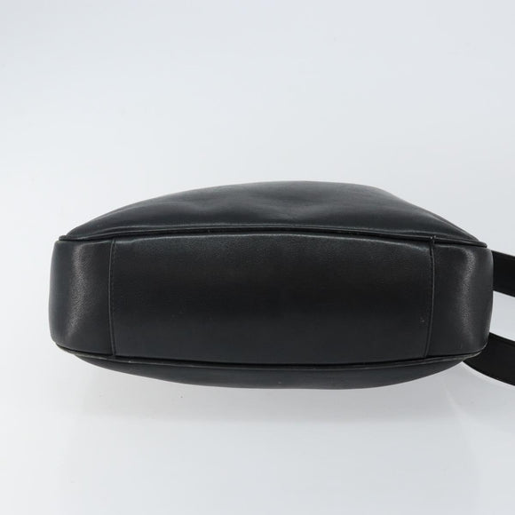 GUCCI Bamboo Shoulder Bag Leather 2way Black Gold 001 1638 Auth 142796