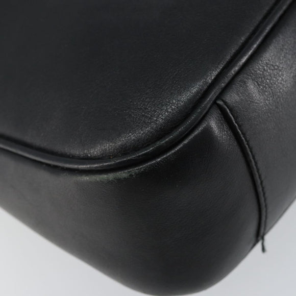 GUCCI Bamboo Shoulder Bag Leather 2way Black Gold 001 1638 Auth 142796