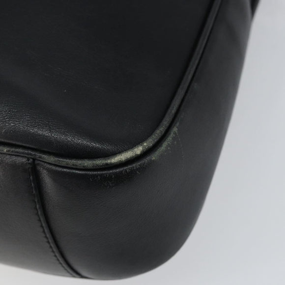 GUCCI Bamboo Shoulder Bag Leather 2way Black Gold 001 1638 Auth 142796