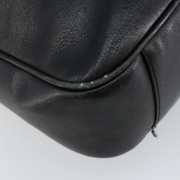 GUCCI Bamboo Shoulder Bag Leather 2way Black Gold 001 1638 Auth 142796