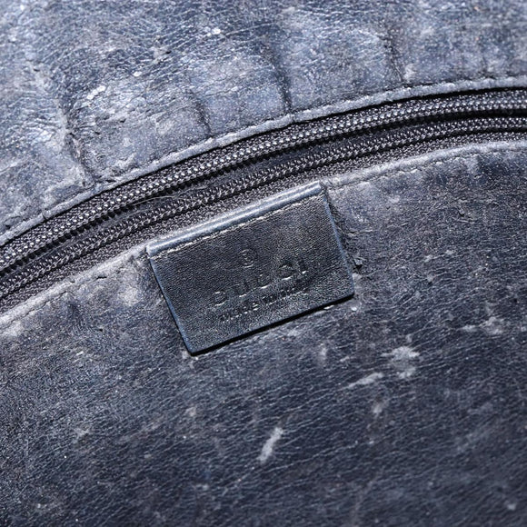 GUCCI Bamboo Shoulder Bag Leather 2way Black Gold 001 1638 Auth 142796