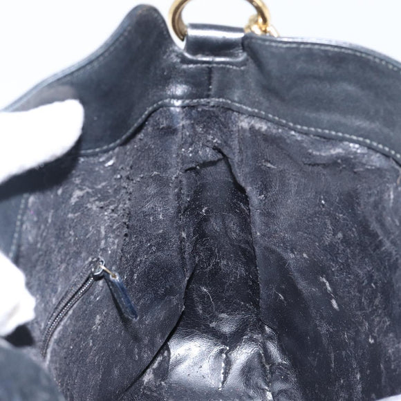 GUCCI Bamboo Shoulder Bag Leather 2way Black Gold 001 1638 Auth 142796