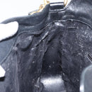 GUCCI Bamboo Shoulder Bag Leather 2way Black Gold 001 1638 Auth 142796-19