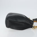 GUCCI Bamboo Shoulder Bag Leather 2way Black Gold 001 1638 Auth 142796-4