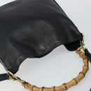 GUCCI Bamboo Shoulder Bag Leather 2way Black Gold 001 1638 Auth 142796-6