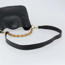 GUCCI Bamboo Shoulder Bag Leather 2way Black Gold 001 1638 Auth 142796-9