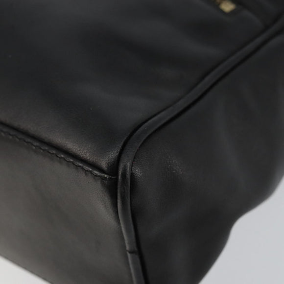 CELINE Schoudertas Leer Zwart Goud Auth 142797