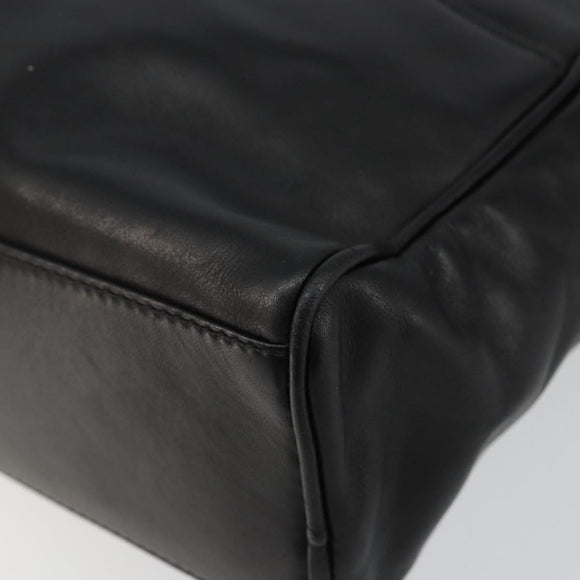 CELINE Shoulder Bag Leather Black Gold Auth 142797