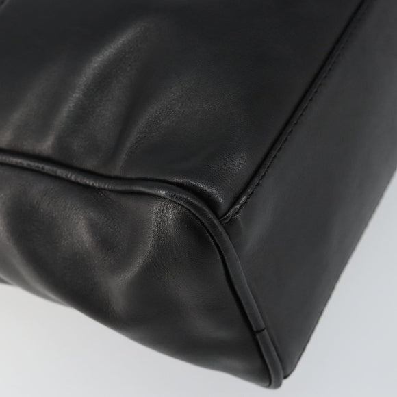 CELINE Shoulder Bag Leather Black Gold Auth 142797