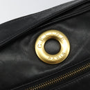 CELINE Shoulder Bag Leather Black Gold Auth 142797-17