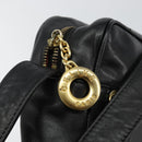 CELINE Shoulder Bag Leather Black Gold Auth 142797-10
