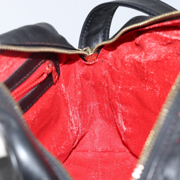 CELINE Schoudertas Leer Zwart Goud Auth 142797