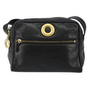 CELINE Schoudertas Leer Zwart Goud Auth 142797-13