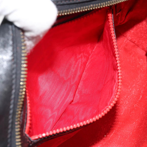 CELINE Shoulder Bag Leather Black Gold Auth 142797