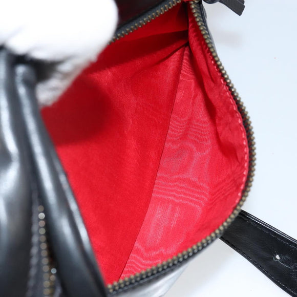 CELINE Shoulder Bag Leather Black Gold Auth 142797