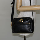 CELINE Shoulder Bag Leather Black Gold Auth 142797-23