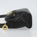 CELINE Shoulder Bag Leather Black Gold Auth 142797-4