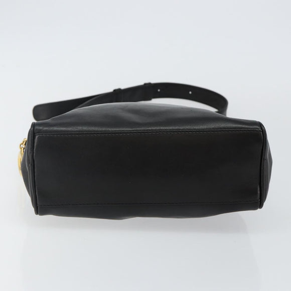 CELINE Shoulder Bag Leather Black Gold Auth 142797