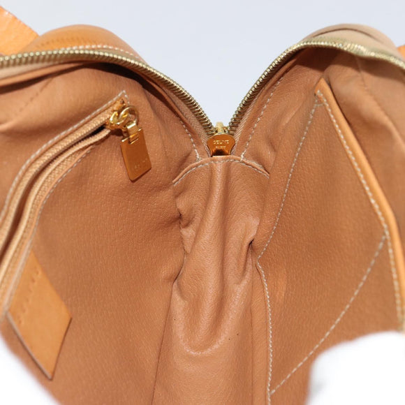 CELINE Macadam Canvas Hand Bag PVC Beige Gold Auth 142798