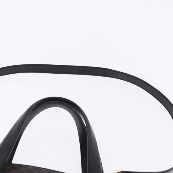 CELINE Macadam Canvas Tote Bag PVC Leather 2way Black Gold Auth 142799