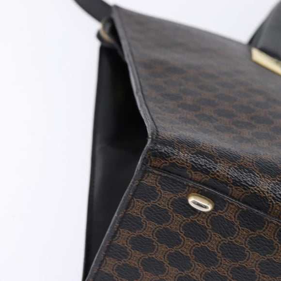 CELINE Macadam Canvas Tote Bag PVC Leather 2way Black Gold Auth 142799