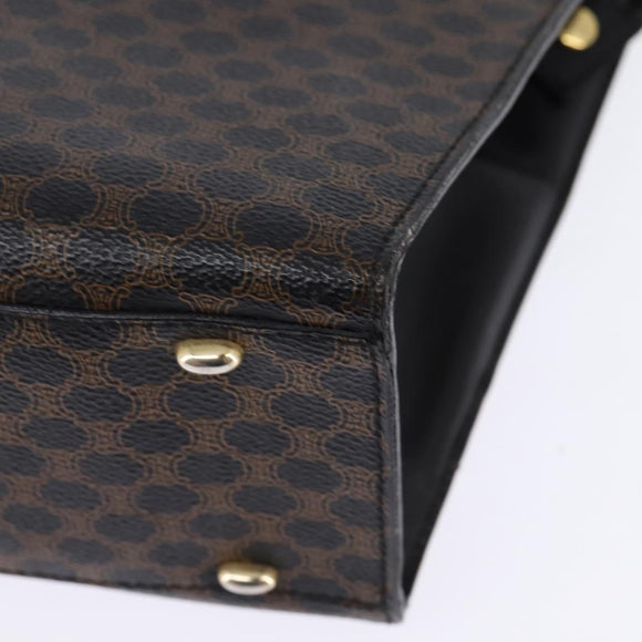 CELINE Macadam Canvas Tote Bag PVC Leather 2way Black Gold Auth 142799