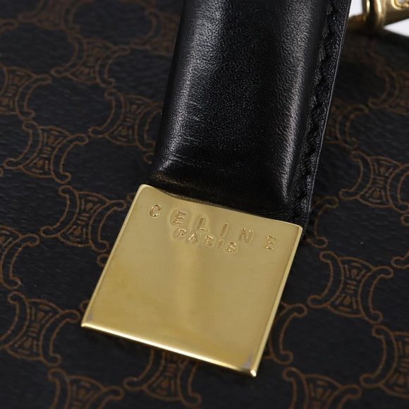 CELINE Macadam Canvas Tote Bag PVC Leather 2way Black Gold Auth 142799